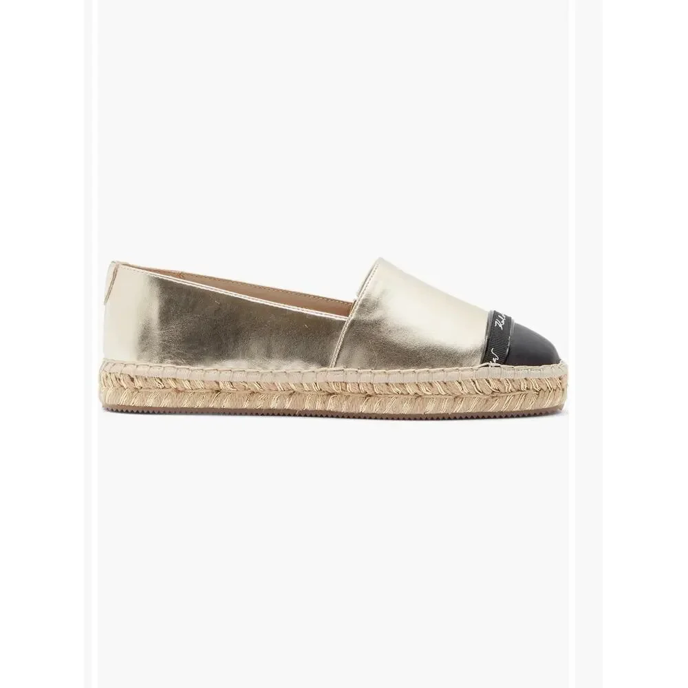 Karl Lagerfeld Paris Gold Metallic Espadrille Flats Size 6 New in Box. $109